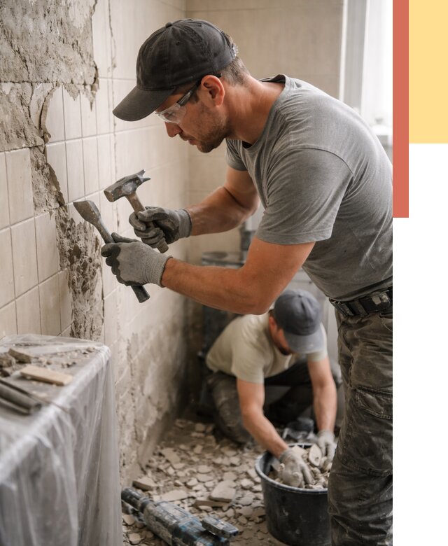 Демонтаж плитки со стен в Мытищах от 863 руб. — быстро и недорого | ОТДЕЛОЧНИК-Мтщ