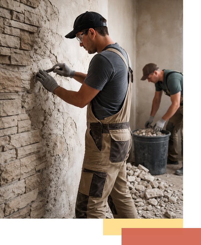 Демонтаж декоративного камня в Мытищах профессионально и безопасно