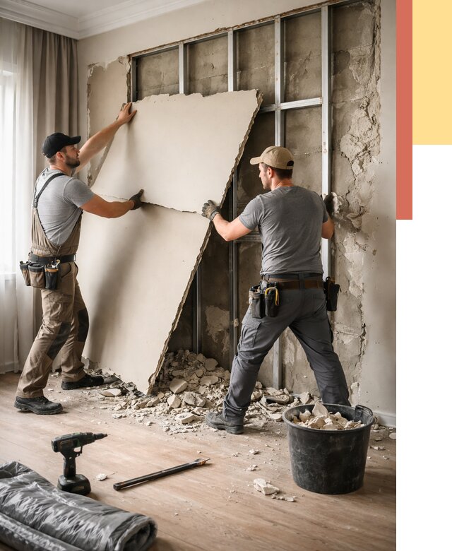 Демонтаж гипсокартона со стен в Мытищах от 355 руб. — услуги демонтажа | ОТДЕЛОЧНИК-Мтщ