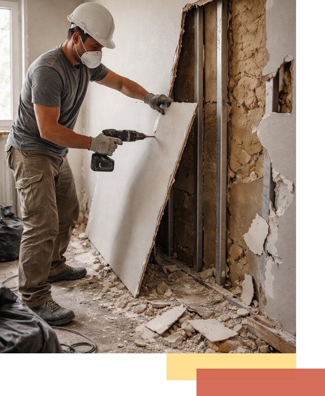 Демонтаж гипсокартона со стен в Мытищах качественно и быстро