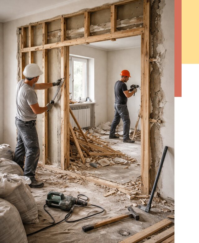 Демонтаж деревянных перегородок в Мытищах от 3250 руб. — быстро и недорого | ОТДЕЛОЧНИК-Мтщ