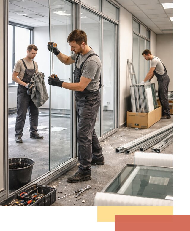 Демонтаж стеклянных перегородок в Мытищах быстро и безопасно