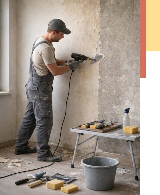 Очистка стен от клея в Мытищах от 1879 руб. — снятие и удаление клея со стен | ОТДЕЛОЧНИК-Мтщ