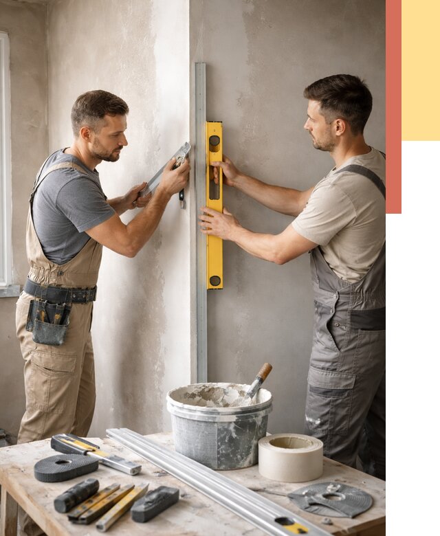 Выведение углов стен в Мытищах от 1879 руб. быстро и недорого | ОТДЕЛОЧНИК-Мтщ