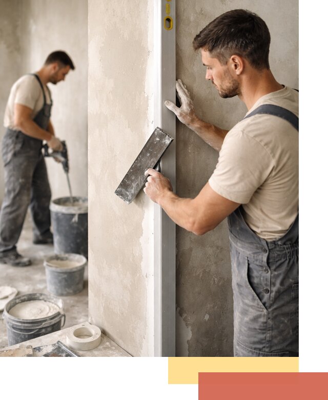 Выведение углов стен в Мытищах: монтаж и оштукатуривание