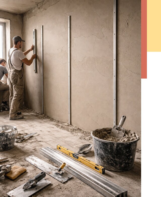 Штукатурка стен по маякам в Мытищах от 5585 руб./м² — выравнивание под ключ | ОТДЕЛОЧНИК-Мтщ