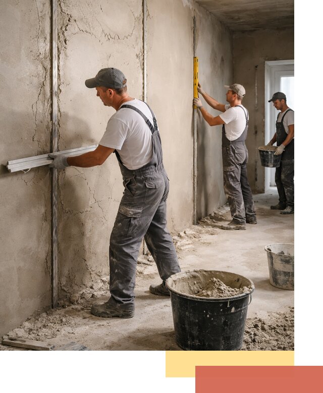 Штукатурка стен по маякам в Мытищах — точная и ровная поверхность