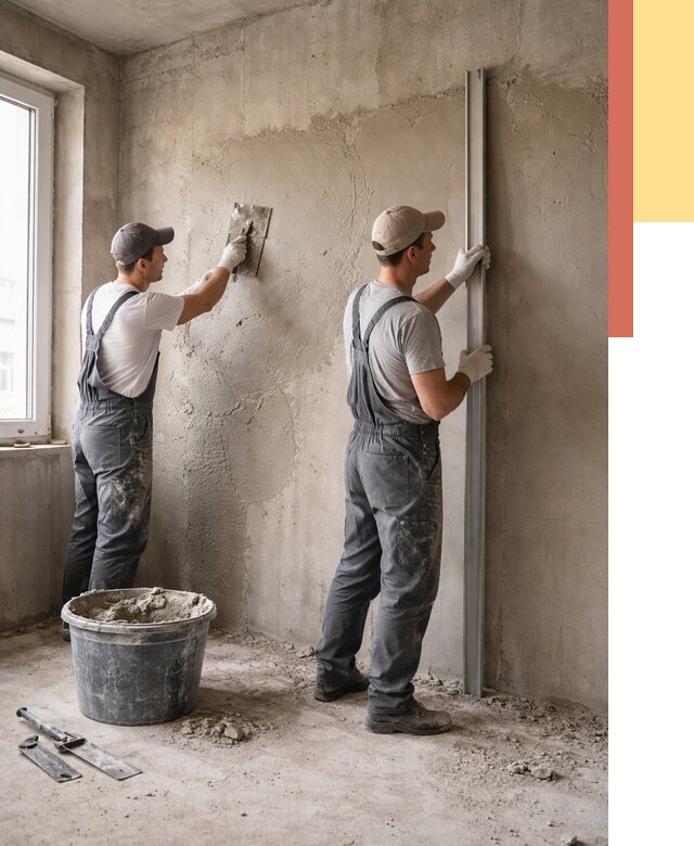 Штукатурка бетонных стен в Мытищах от 4570 руб/м² — качественно и быстро | ОТДЕЛОЧНИК-Мтщ