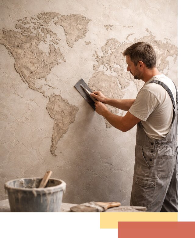 Декоративная штукатурка «Карта мира» под ключ в Мытищах