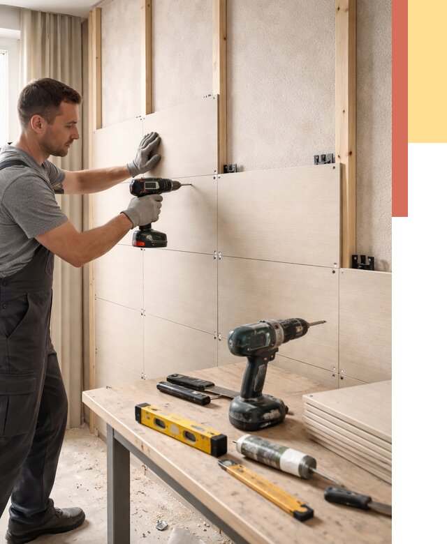 Монтаж МДФ панелей на стены в Мытищах от 1269 руб. под ключ | ОТДЕЛОЧНИК-Мтщ