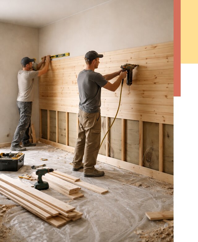 Монтаж деревянной вагонки на стены в Мытищах от 7616 руб. | Услуги монтажа вагонки | ОТДЕЛОЧНИК-Мтщ