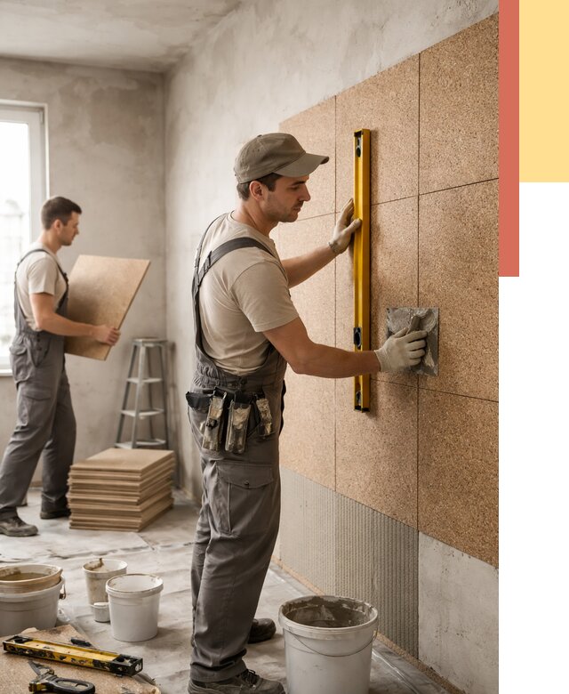 Монтаж пробковых панелей на стены в Мытищах от 3554 руб. — ОТДЕЛОЧНИК-Мтщ