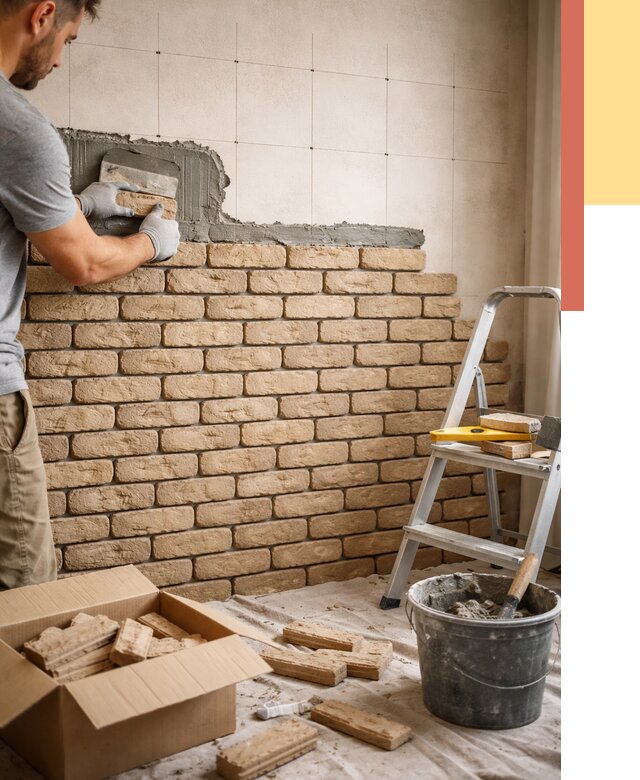 Монтаж декоративного кирпича в Мытищах от 3250 руб./м² — быстро и недорого | ОТДЕЛОЧНИК-Мтщ