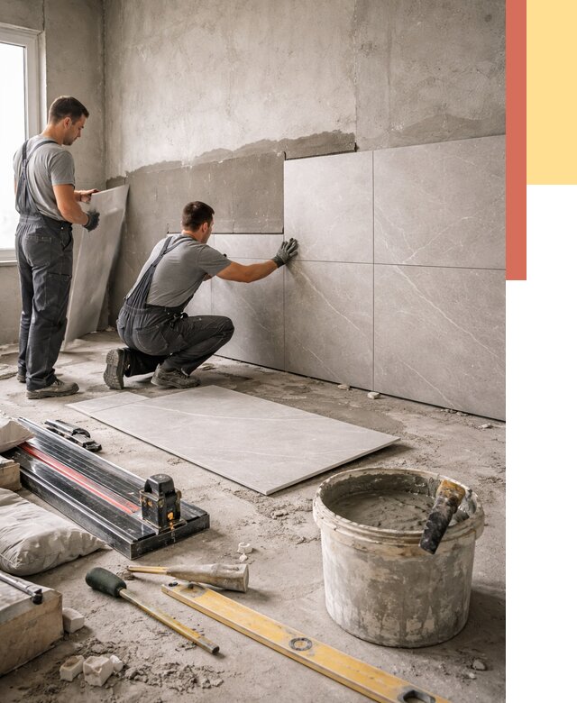 Облицовка стен керамогранитом в Мытищах от 4265 руб./м² — услуги под ключ | ОТДЕЛОЧНИК-Мтщ