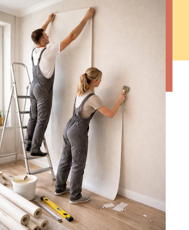 Поклейка флизелиновых обоев в Мытищах от 6093 руб. | Быстро и недорого — ОТДЕЛОЧНИК-Мтщ