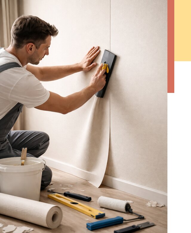 Поклейка виниловых обоев в Мытищах от 4570 руб. | Быстро и недорого — ОТДЕЛОЧНИК-Мтщ