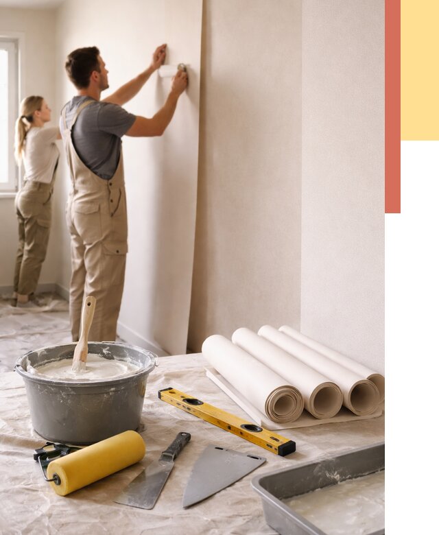 Поклейка бумажных обоев в Мытищах от 5585 руб./м2 — быстро и недорого | ОТДЕЛОЧНИК-Мтщ