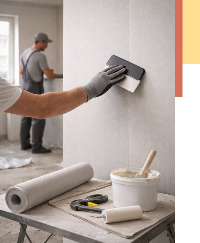 Поклейка обоев под покраску в Мытищах от 3554 руб. за м2 | ОТДЕЛОЧНИК-Мтщ