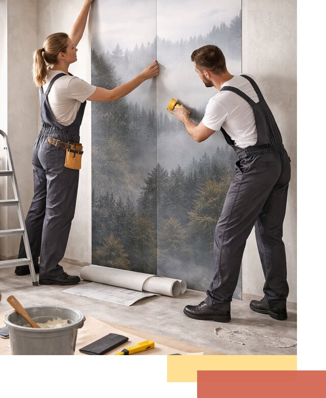 Поклейка фотообоев профессионально в Мытищах под ключ