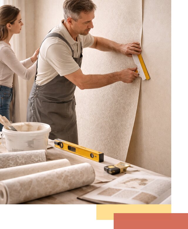 Поклейка обоев с подбором рисунка в Мытищах