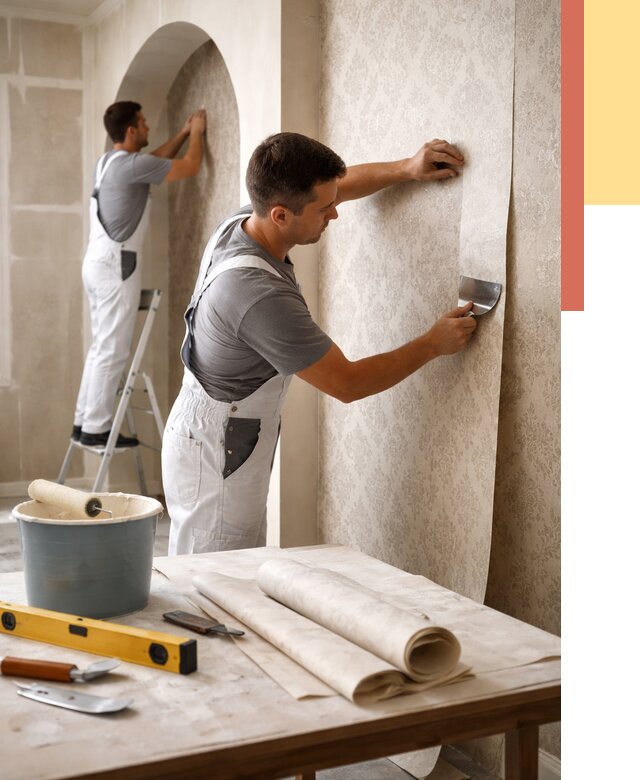 Поклейка обоев на сложные стены в Мытищах от 2843 руб. под ключ | ОТДЕЛОЧНИК-Мтщ