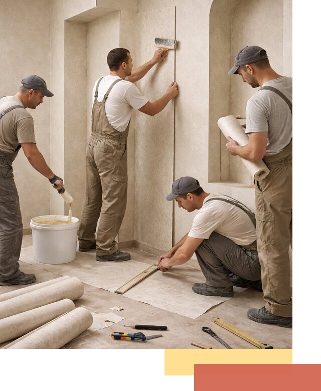 Поклейка обоев на сложные стены и неровные поверхности в Мытищах