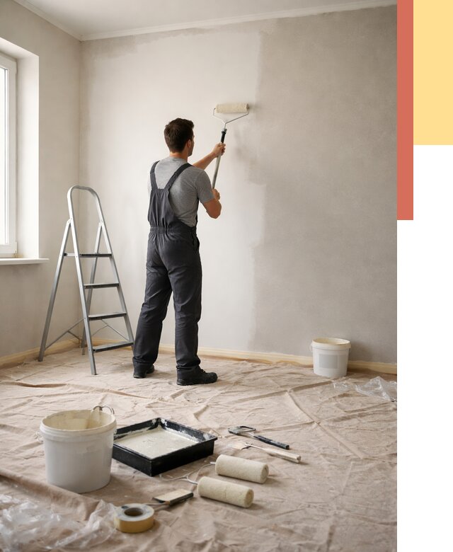 Покраска стен моющейся краской в Мытищах от 355 руб./м² — быстро и недорого | ОТДЕЛОЧНИК-Мтщ