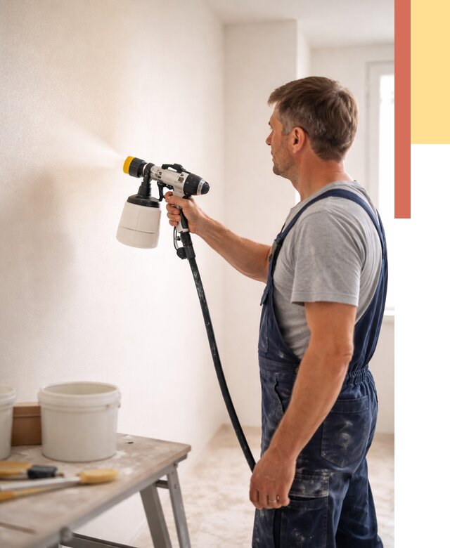 Покраска стен краскопультом в Мытищах от 7616 руб. — механизированная покраска | ОТДЕЛОЧНИК-Мтщ