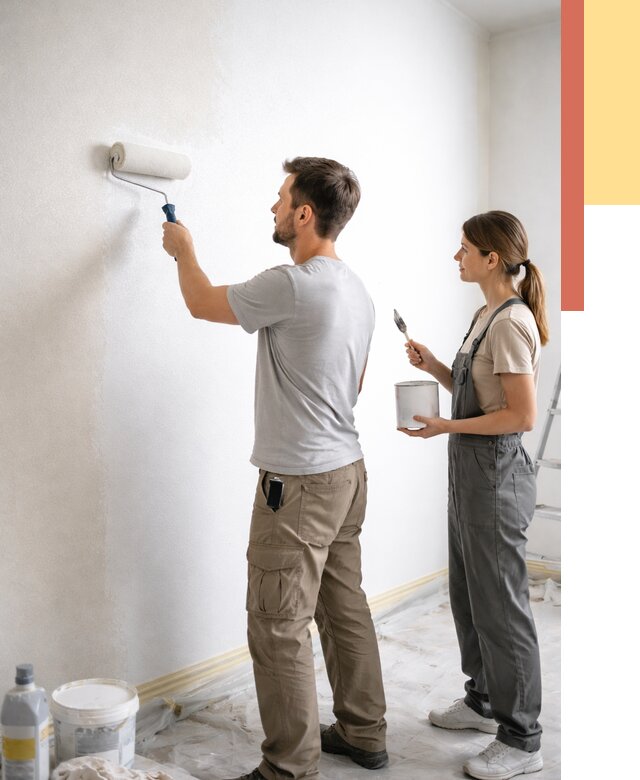 Окраска стен по стеклохолсту в Мытищах от 4570 руб/м² под ключ | ОТДЕЛОЧНИК-Мтщ