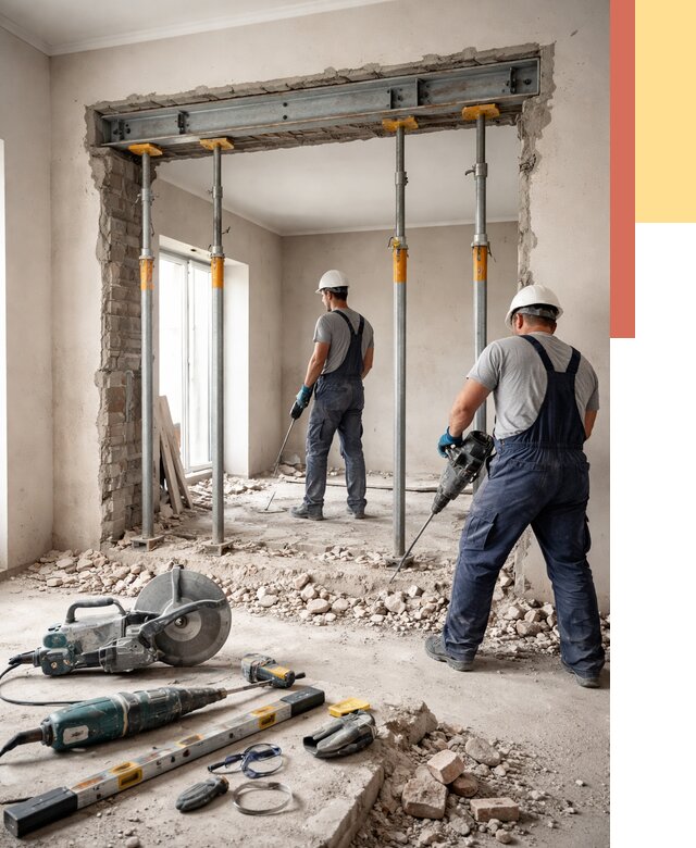 Прорезка проема в стене в Мытищах от 4570 руб. — быстро и недорого | ОТДЕЛОЧНИК-Мтщ