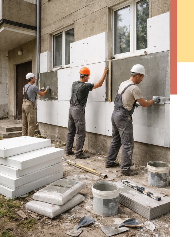 Утепление стен пенопластом в Мытищах от 1777 руб. — недорого и под ключ | ОТДЕЛОЧНИК-Мтщ