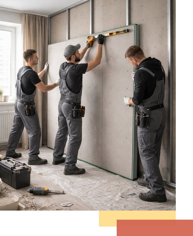 Шумоизоляция стен панелями ЗИПС в Мытищах для жилых и коммерческих помещений