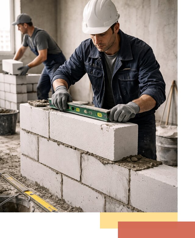 Кладка перегородок из пеноблока под ключ в Мытищах