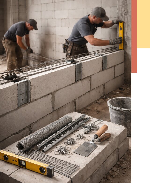 Армирование кладки перегородок в Мытищах от 762 руб. под ключ | ОТДЕЛОЧНИК-Мтщ