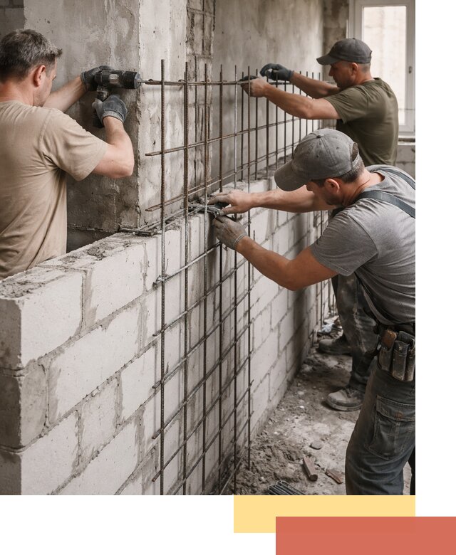 Армирование кладки перегородок в Мытищах профессионально и надёжно
