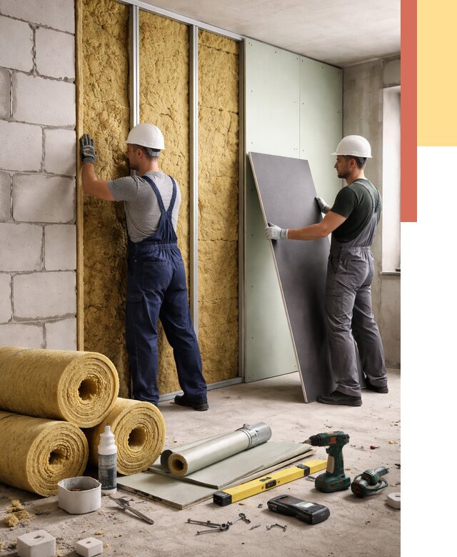 Шумоизоляция перегородок из блоков в Мытищах от 1879 руб./м² — быстро и недорого | ОТДЕЛОЧНИК-Мтщ