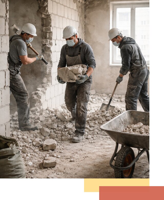 Демонтаж блочных перегородок в Мытищах быстро и аккуратно