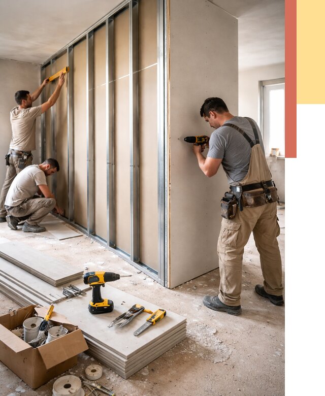 Монтаж однослойной перегородки из гипсокартона в Мытищах от 660 руб. | ОТДЕЛОЧНИК-Мтщ