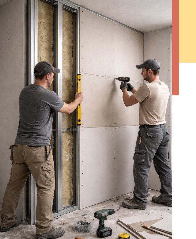 Монтаж двухслойной перегородки из гипсокартона в Мытищах от 1472 руб. | ОТДЕЛОЧНИК-Мтщ