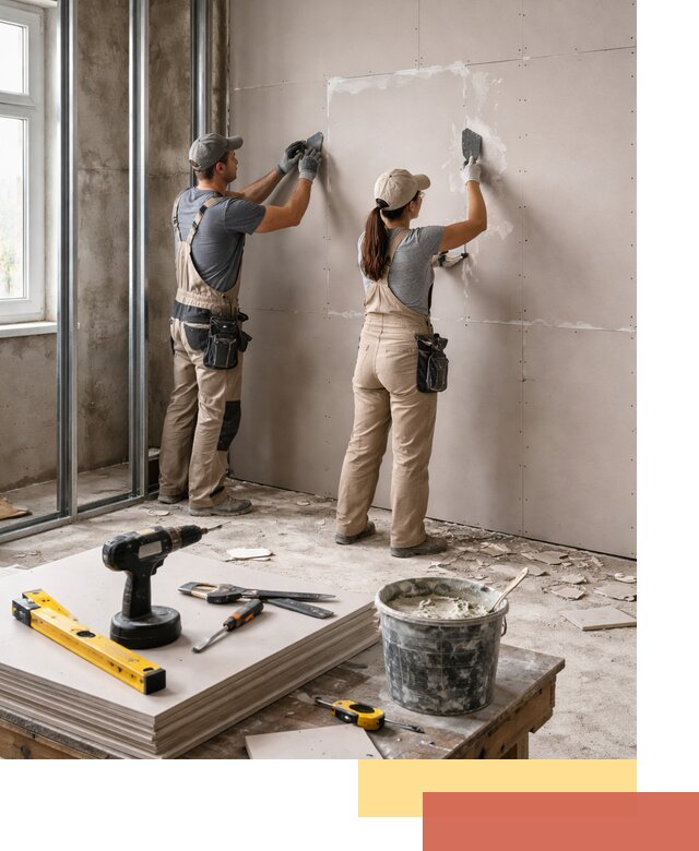 Монтаж двухслойной перегородки из гипсокартона в Мытищах