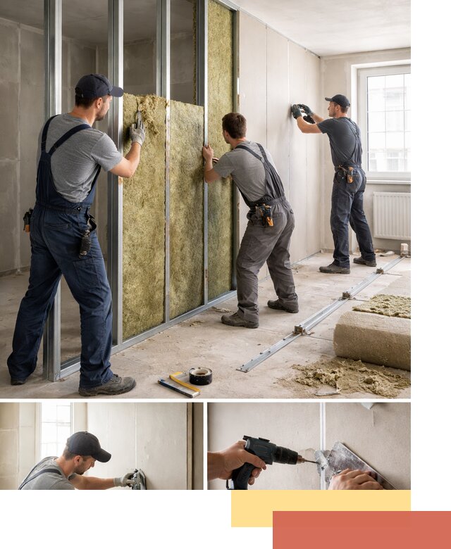 Перегородка из гипсокартона с шумоизоляцией в Мытищах — монтаж под ключ