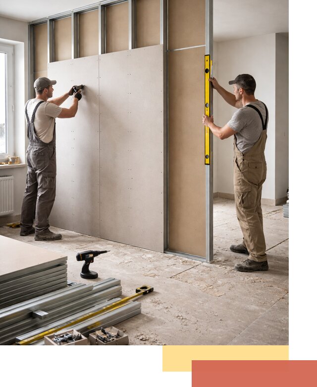 Зонирующая перегородка из гипсокартона под ключ в Мытищах