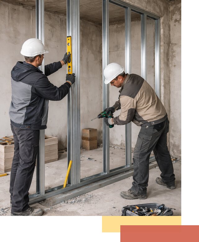 Монтаж каркаса перегородки из профиля в Мытищах