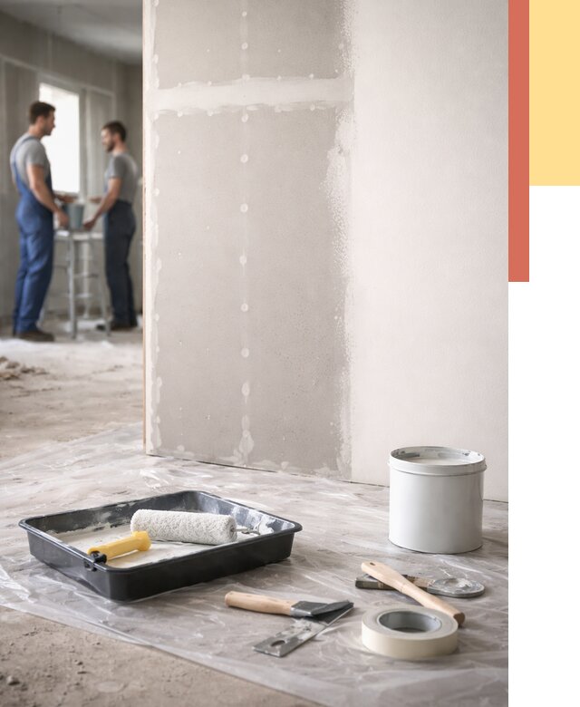 Покраска перегородок из гипсокартона в Мытищах от 4570 руб. под ключ | ОТДЕЛОЧНИК-Мтщ