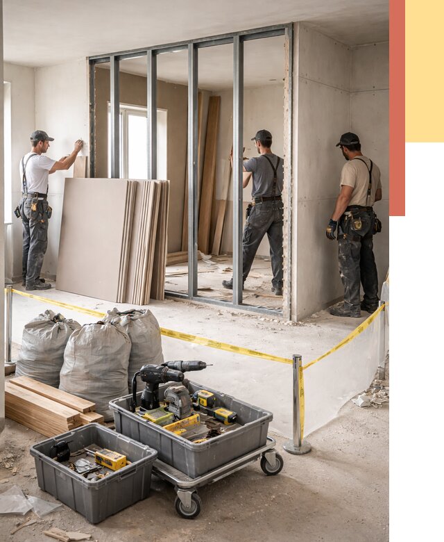 Перенос гипсокартонной перегородки в Мытищах под ключ от 4570 руб. | Демонтаж и монтаж – ОТДЕЛОЧНИК-Мтщ