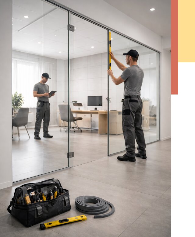 Цельностеклянные перегородки под ключ в Мытищах от 9647 руб. — монтаж и цены | ОТДЕЛОЧНИК-Мтщ