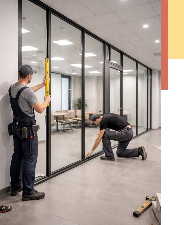 Каркасные стеклянные перегородки в Мытищах под ключ от 9343 руб. | ОТДЕЛОЧНИК-Мтщ