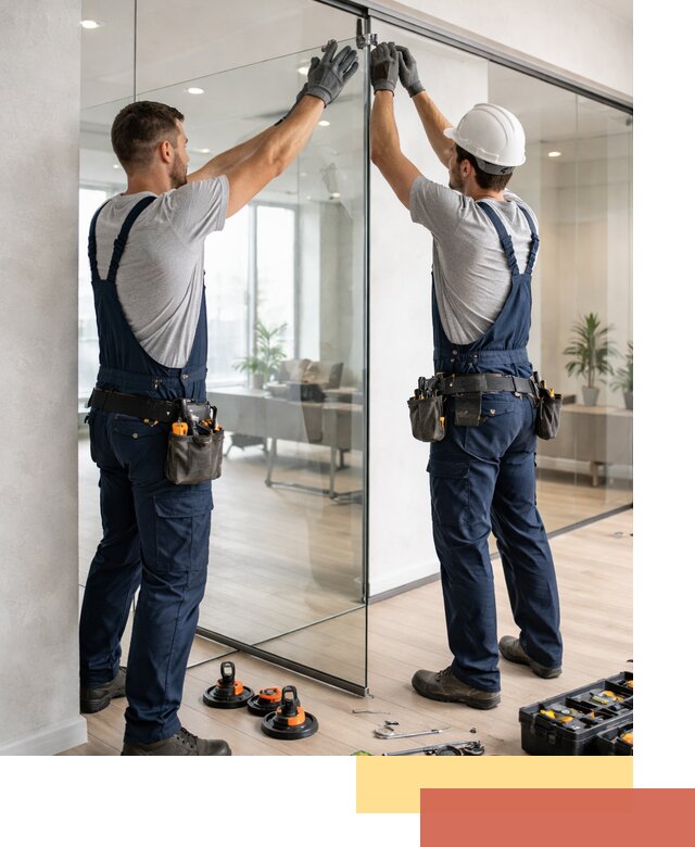 Безрамные стеклянные перегородки под ключ в Мытищах