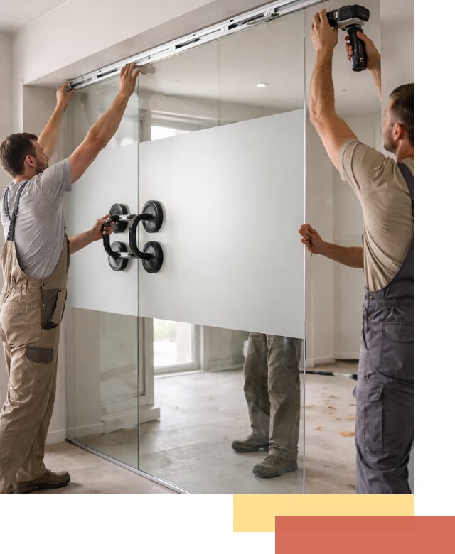 Матовые стеклянные перегородки под ключ в Мытищах