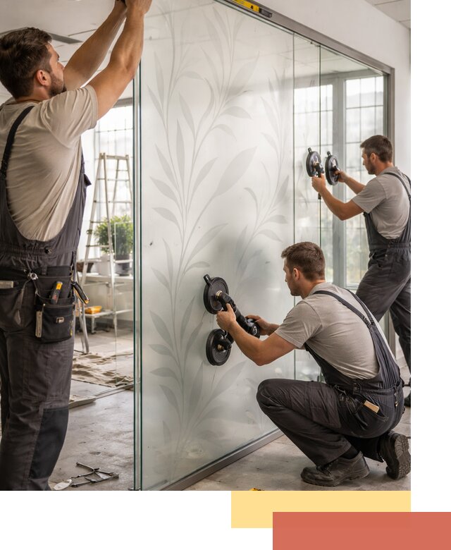 Стеклянные перегородки с рисунком на заказ в Мытищах